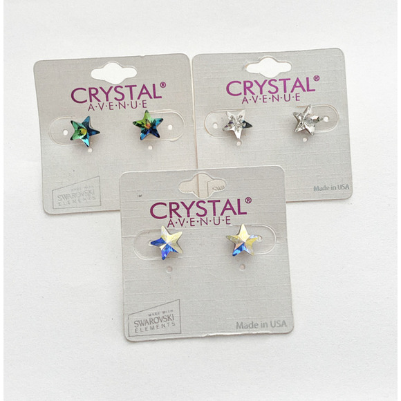 3 x 10mm Swarovski Crystal Star Studs - Picture 1 of 2